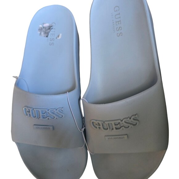 Guess Platform Pool Slides Baby Blue Size 11 NWT - Picture 1 of 5